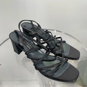 Stuart Weitzman black,leather  strappy heels size 9.5